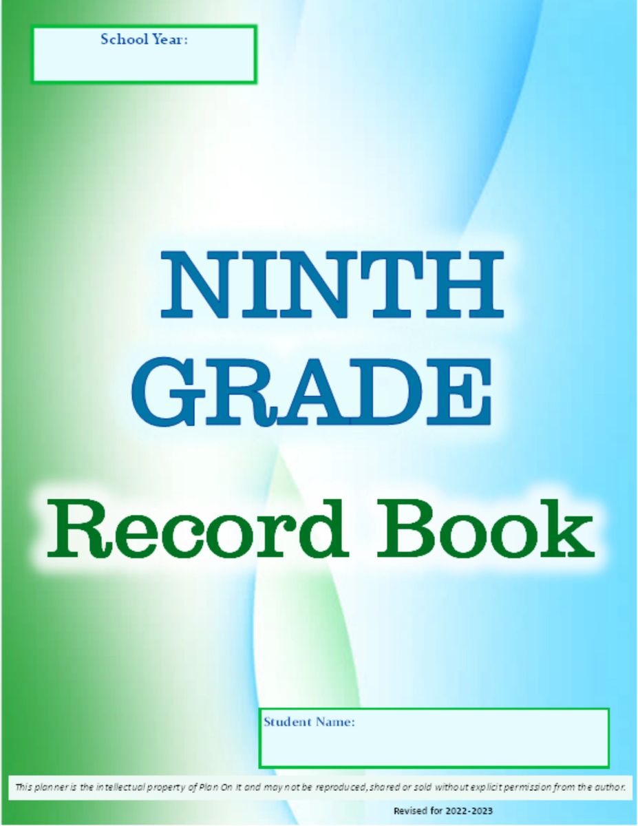 REVISED 9th Grade PDF Download Record Book (B)